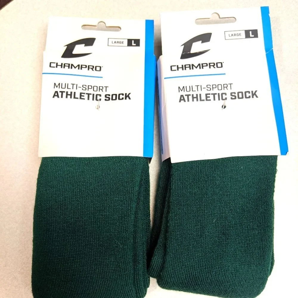 Champro Multi-Sport Athletic socks, green, size L (9-12) TWO PACKS